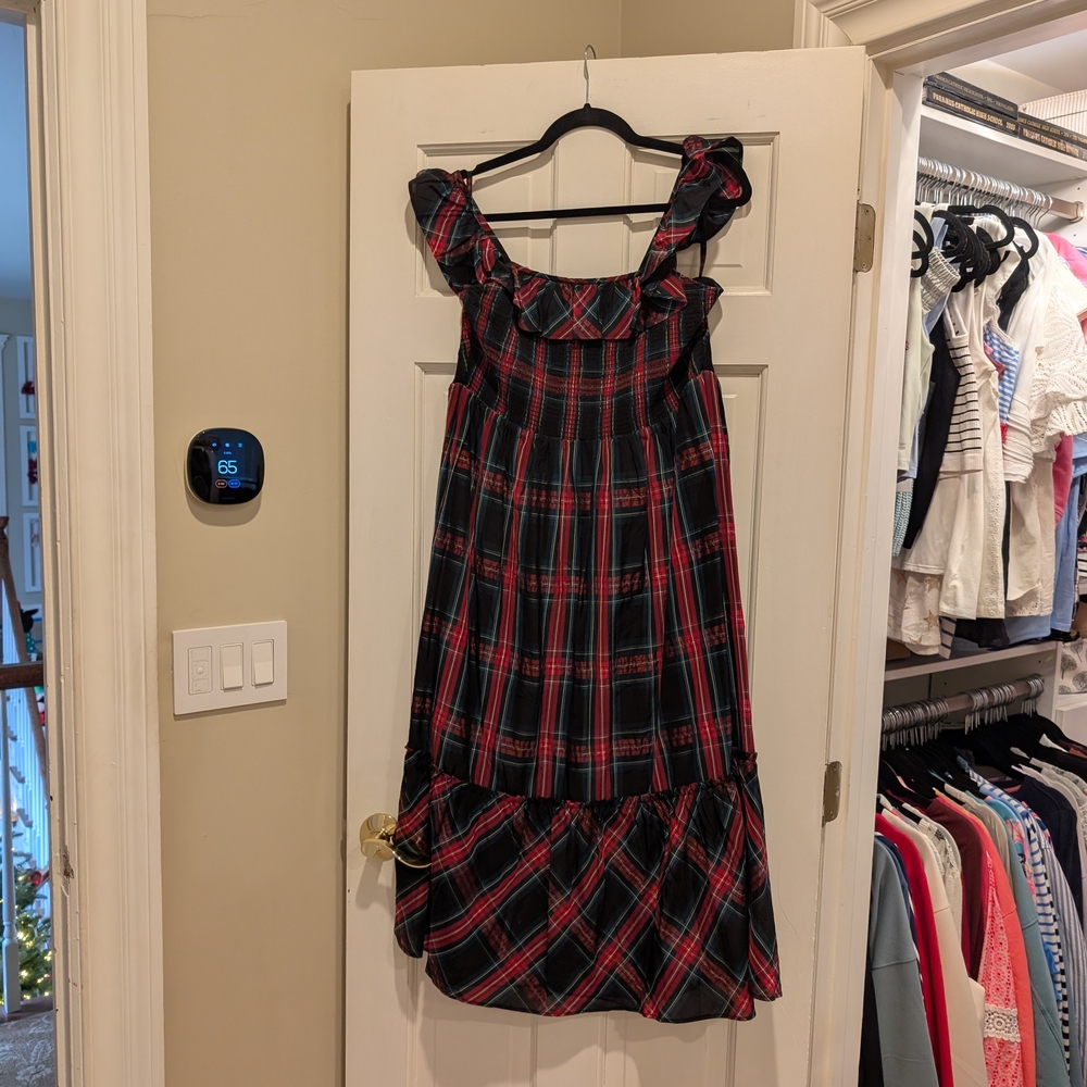 Vineyard Vines Black and Red Plaid Kids Dress